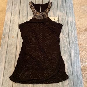 NWT! Express racerback sequined ruched black top